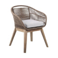 27" Gray and Natural Wood Solid Wood Outdoor Patio Dining Chair with Gray Cushion