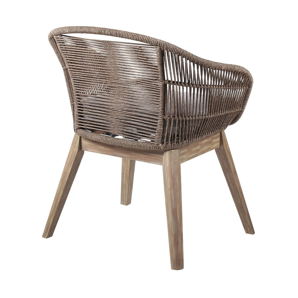 27" Gray and Natural Wood Solid Wood Outdoor Patio Dining Chair with Gray Cushion