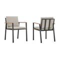 2-Piece 22" Light Gray Solid Wood Outdoor Patio Dining Chair with Taupe Cushion