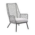 26" Gray and Black Steel Indoor/Outdoor Patio Dining Chair with Gray Cushion