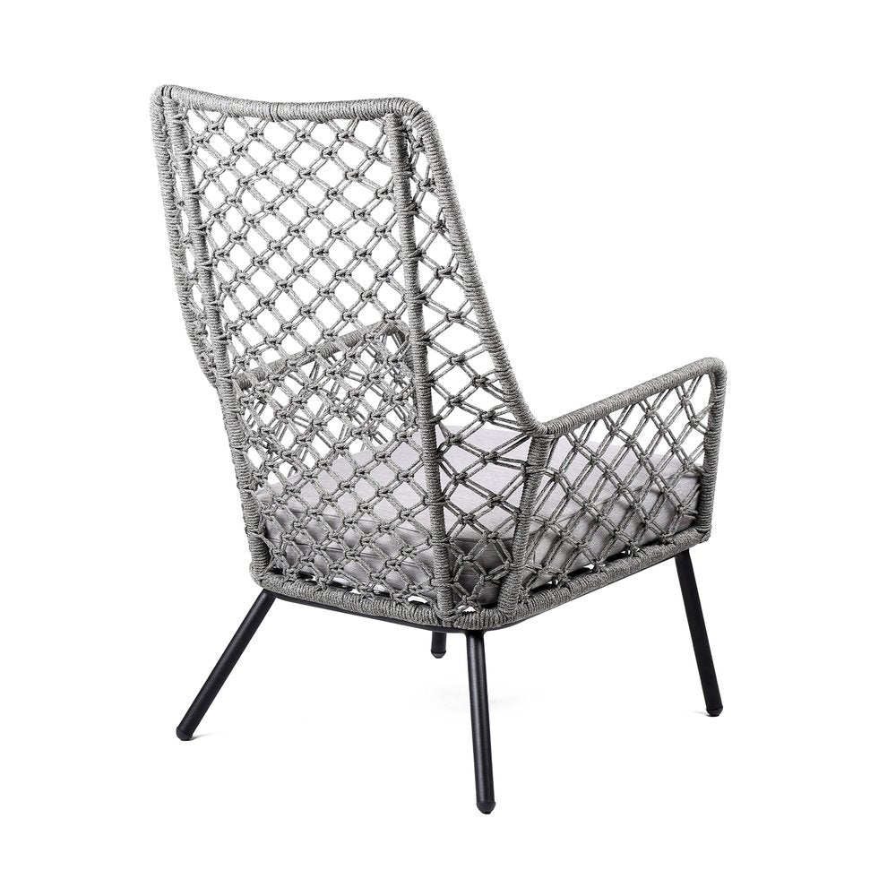 26" Gray and Black Steel Indoor/Outdoor Patio Dining Chair with Gray Cushion