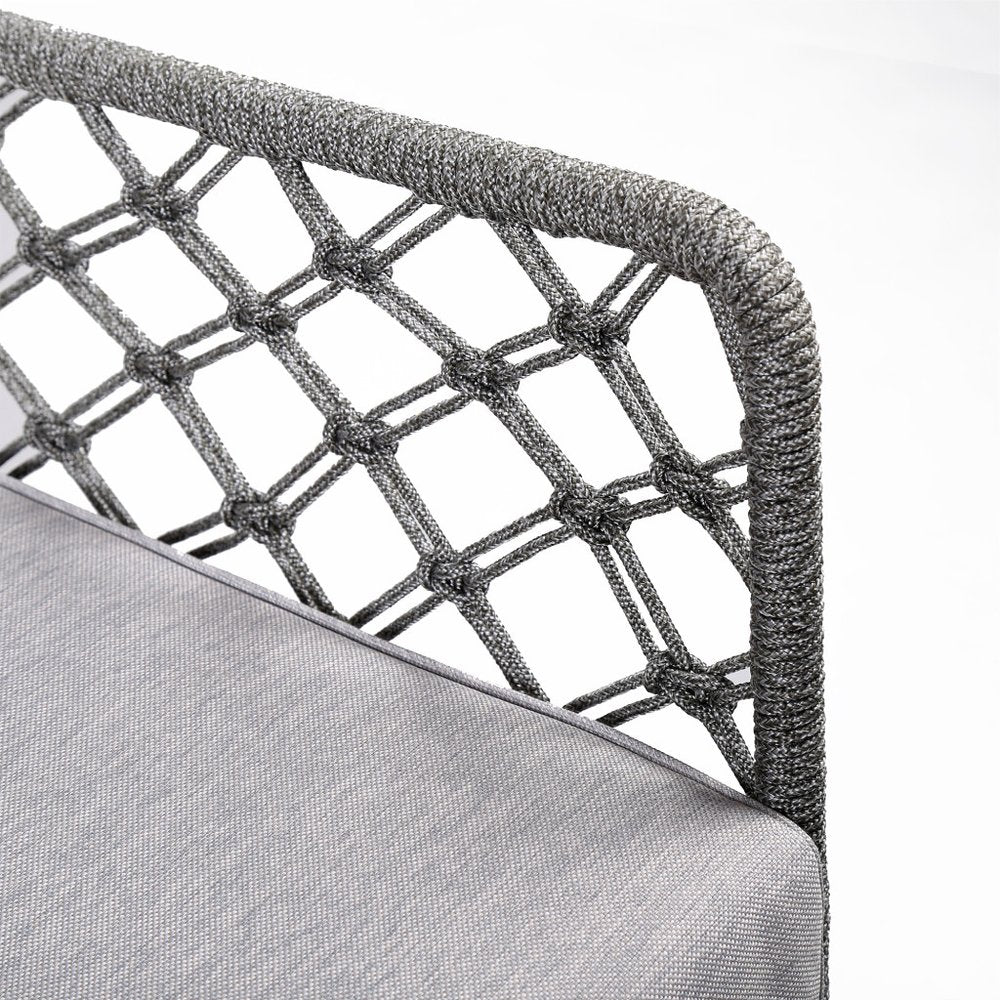 26" Gray and Black Steel Indoor/Outdoor Patio Dining Chair with Gray Cushion