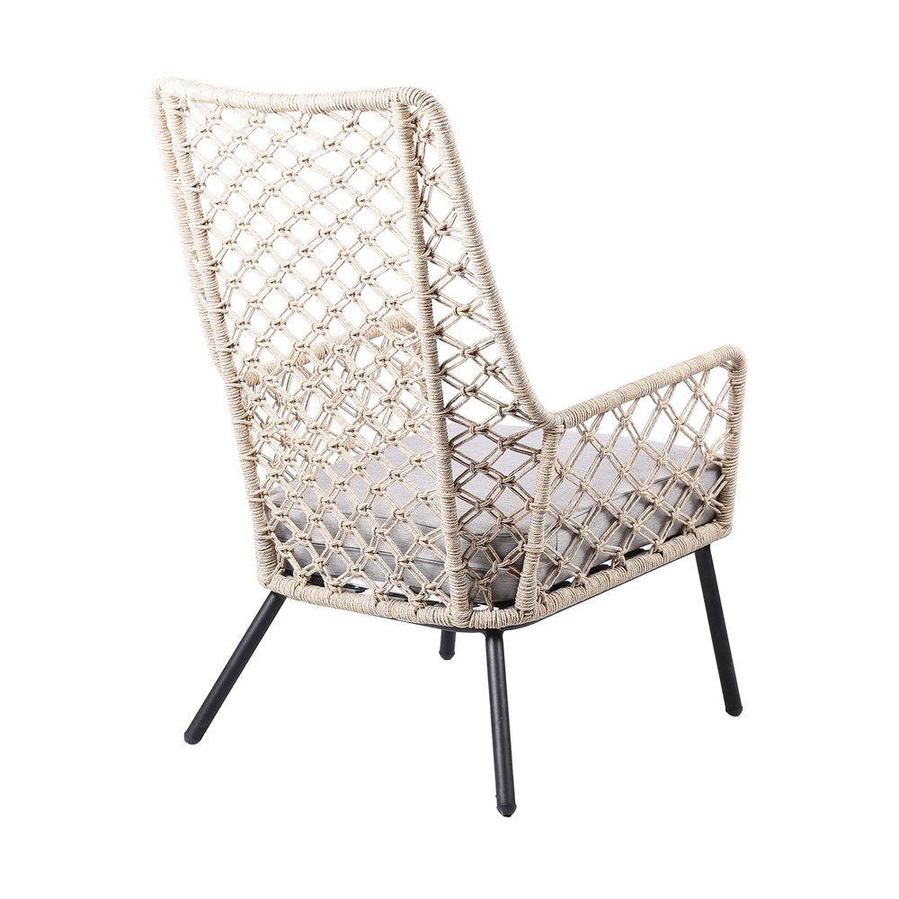 26" Gray Metal Outdoor Patio Dining Chair with Gray Cushion