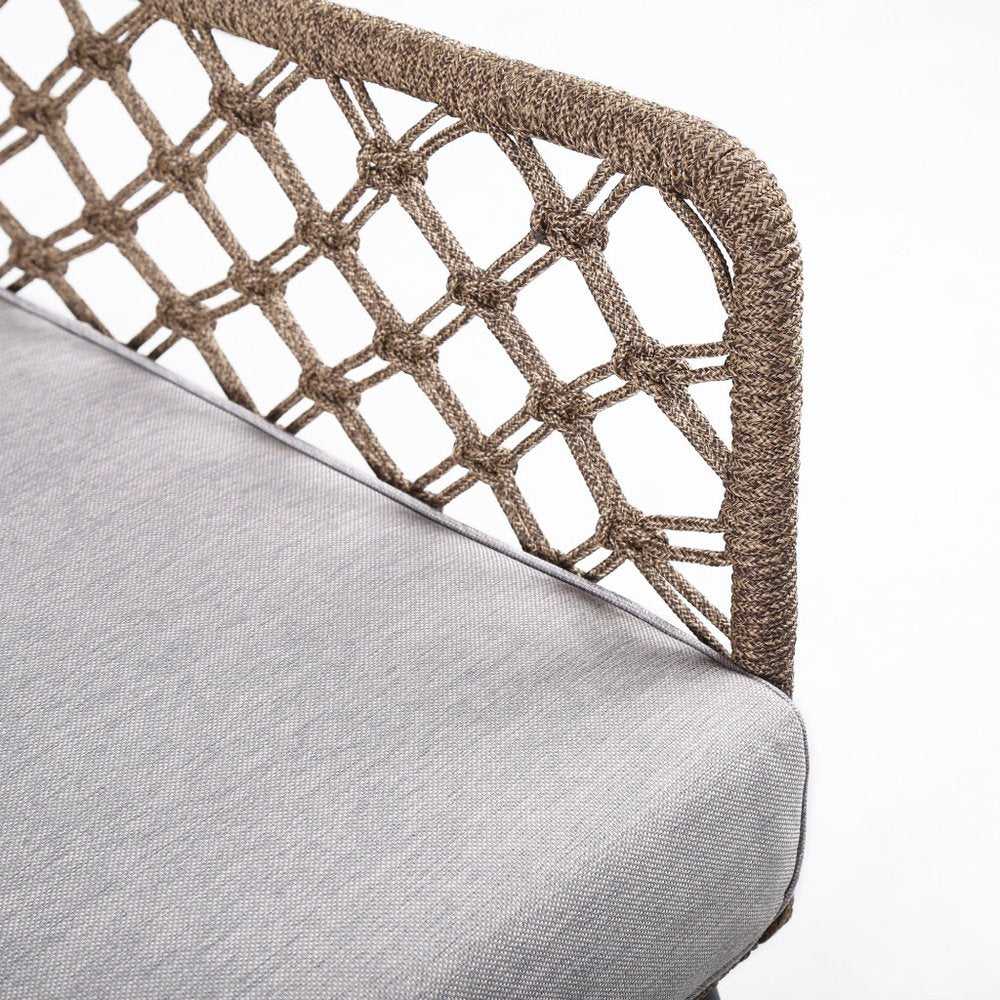 26" Gray Metal Outdoor Patio Arm Chair with Gray Cushion