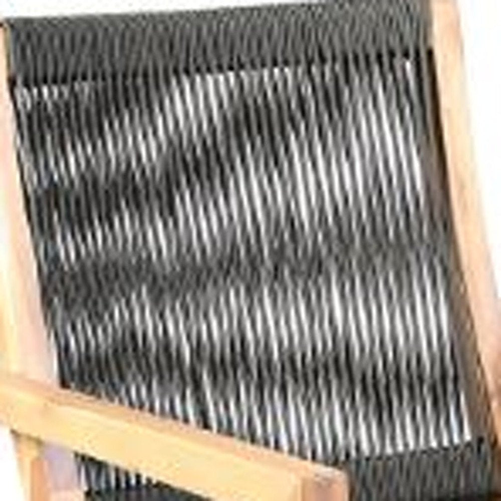 2-Piece 23" Charcoal and Natural Wood Solid Wood Outdoor Patio Arm Chair
