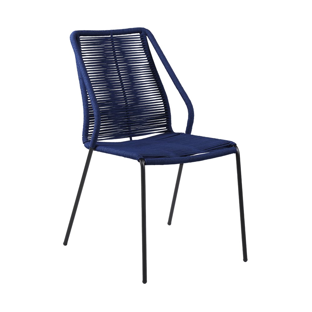 2-Piece 22" Blue Metal Outdoor Patio Dining Chair