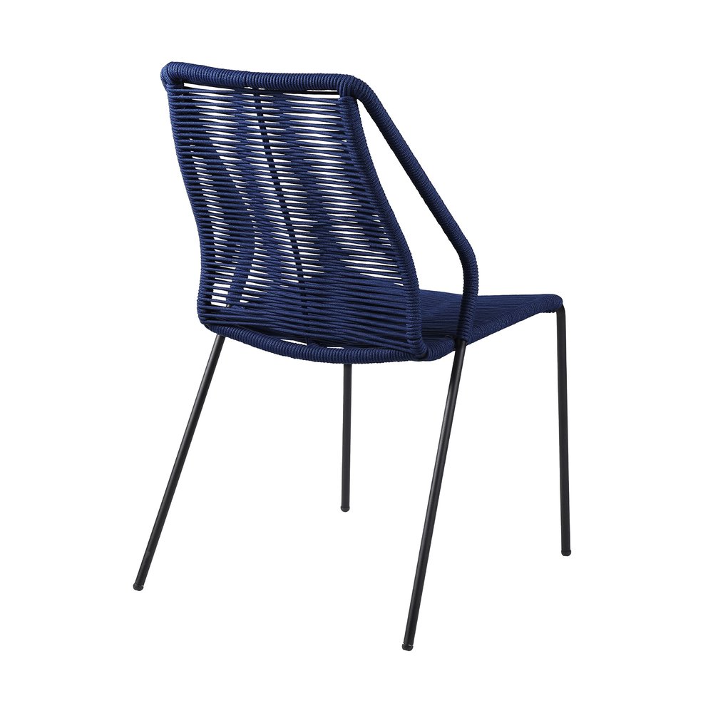 2-Piece 22" Blue Metal Outdoor Patio Dining Chair
