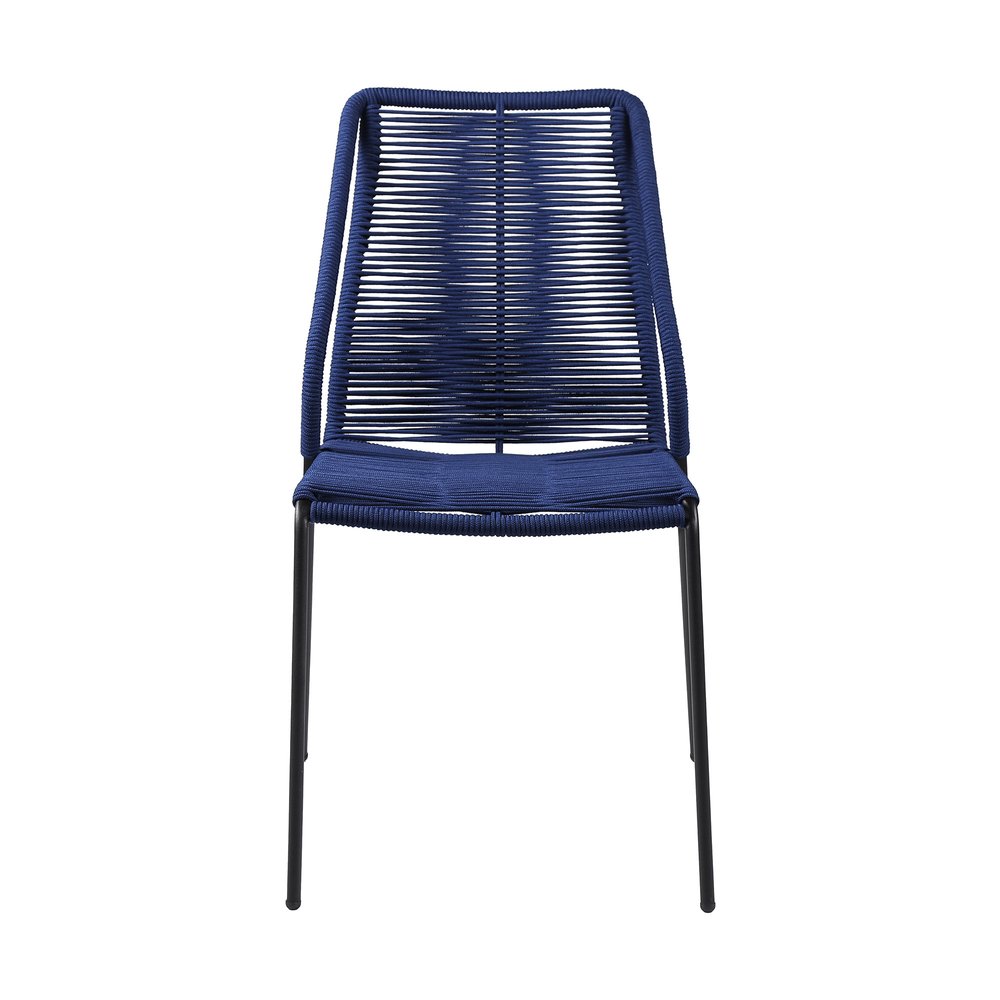 2-Piece 22" Blue Metal Outdoor Patio Dining Chair