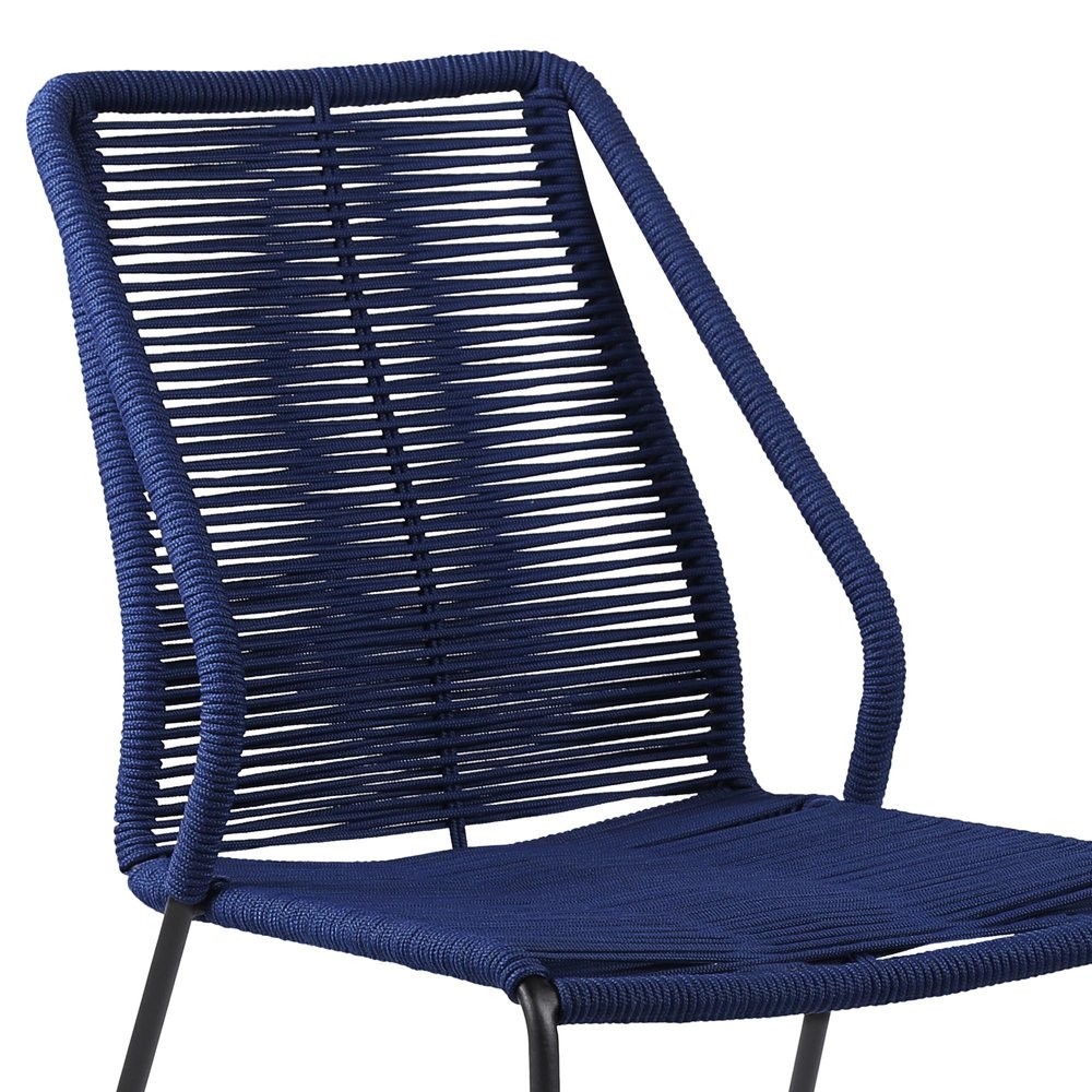 2-Piece 22" Blue Metal Outdoor Patio Dining Chair