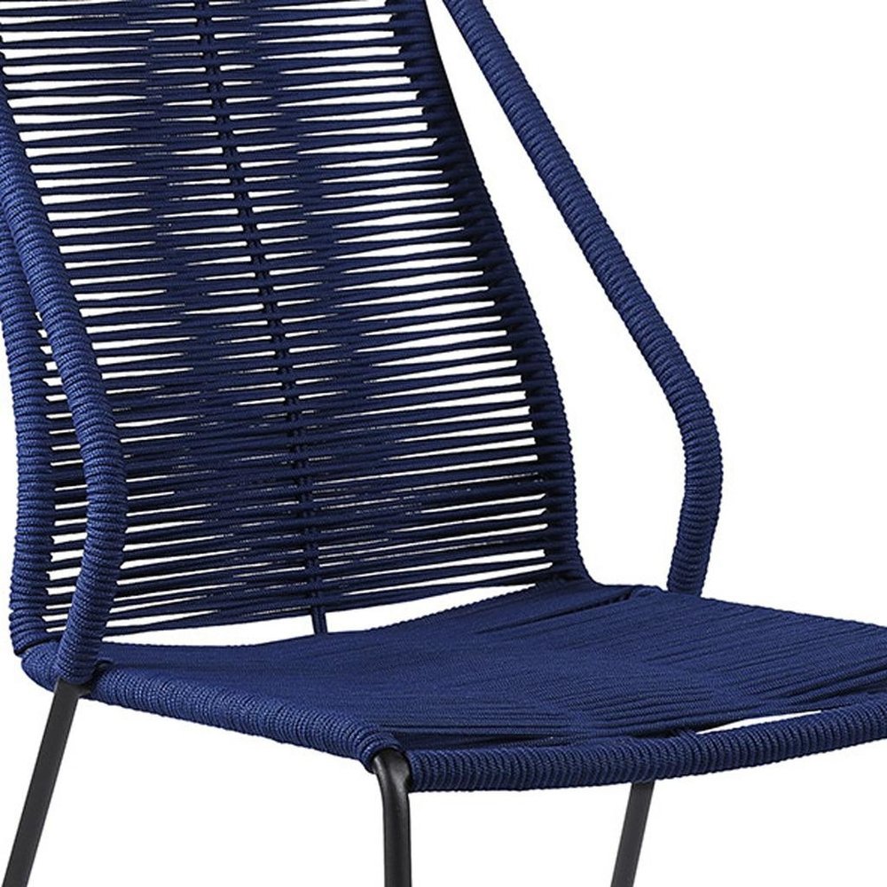 2-Piece 22" Blue Metal Outdoor Patio Dining Chair