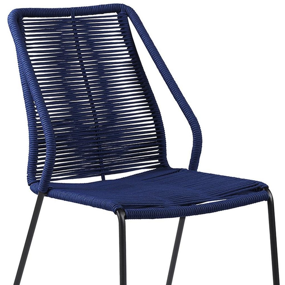 2-Piece 22" Blue Metal Outdoor Patio Dining Chair