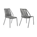 2-Piece 22" Gray Metal Outdoor Patio Dining Chair