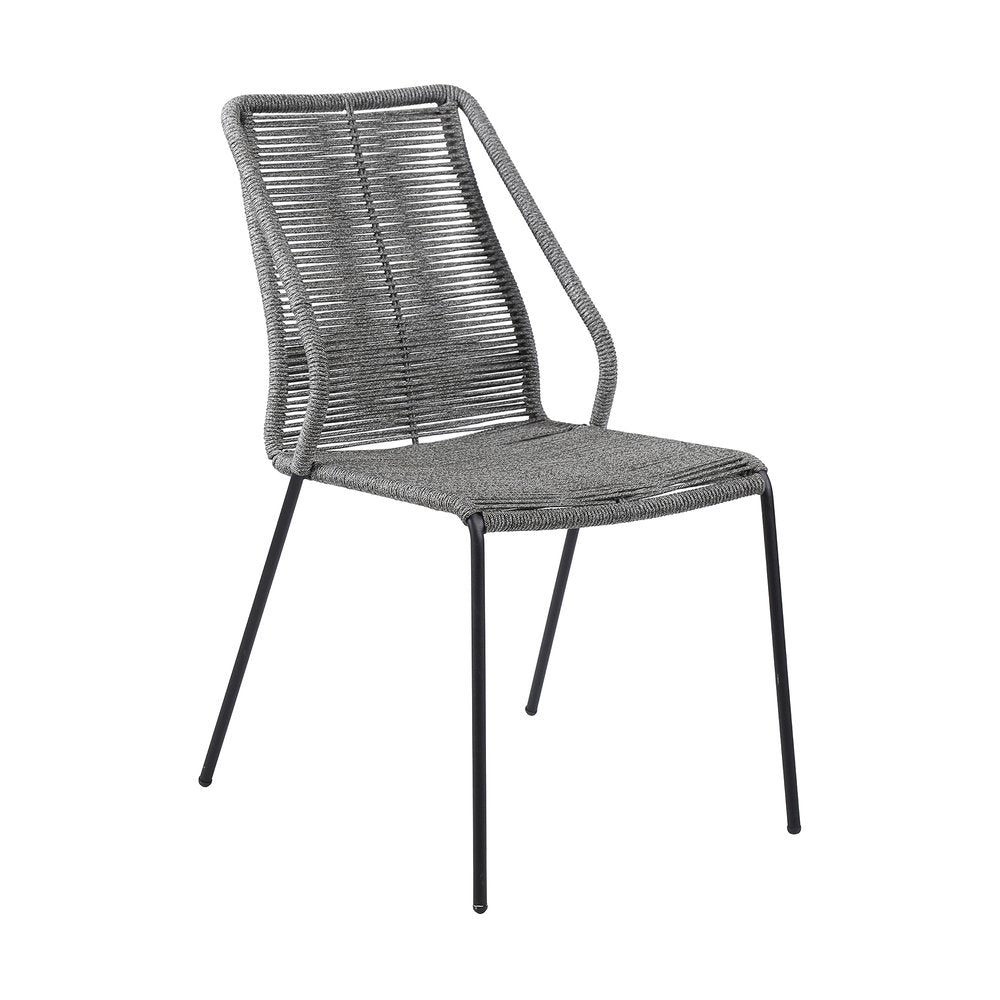 2-Piece 22" Gray Metal Outdoor Patio Dining Chair