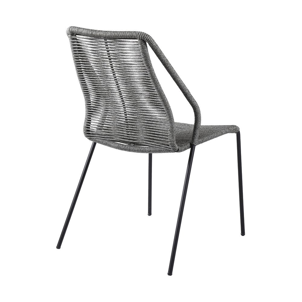 2-Piece 22" Gray Metal Outdoor Patio Dining Chair