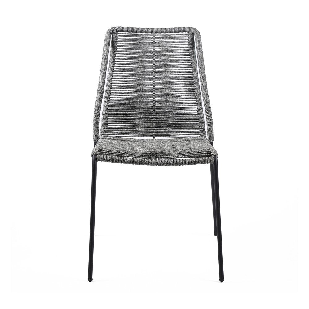 2-Piece 22" Gray Metal Outdoor Patio Dining Chair