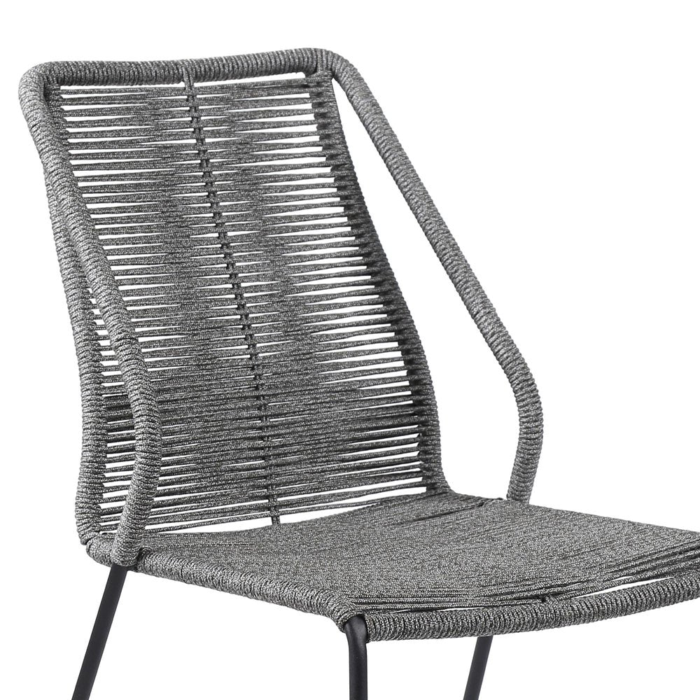 2-Piece 22" Gray Metal Outdoor Patio Dining Chair