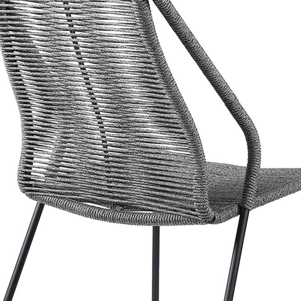 2-Piece 22" Gray Metal Outdoor Patio Dining Chair