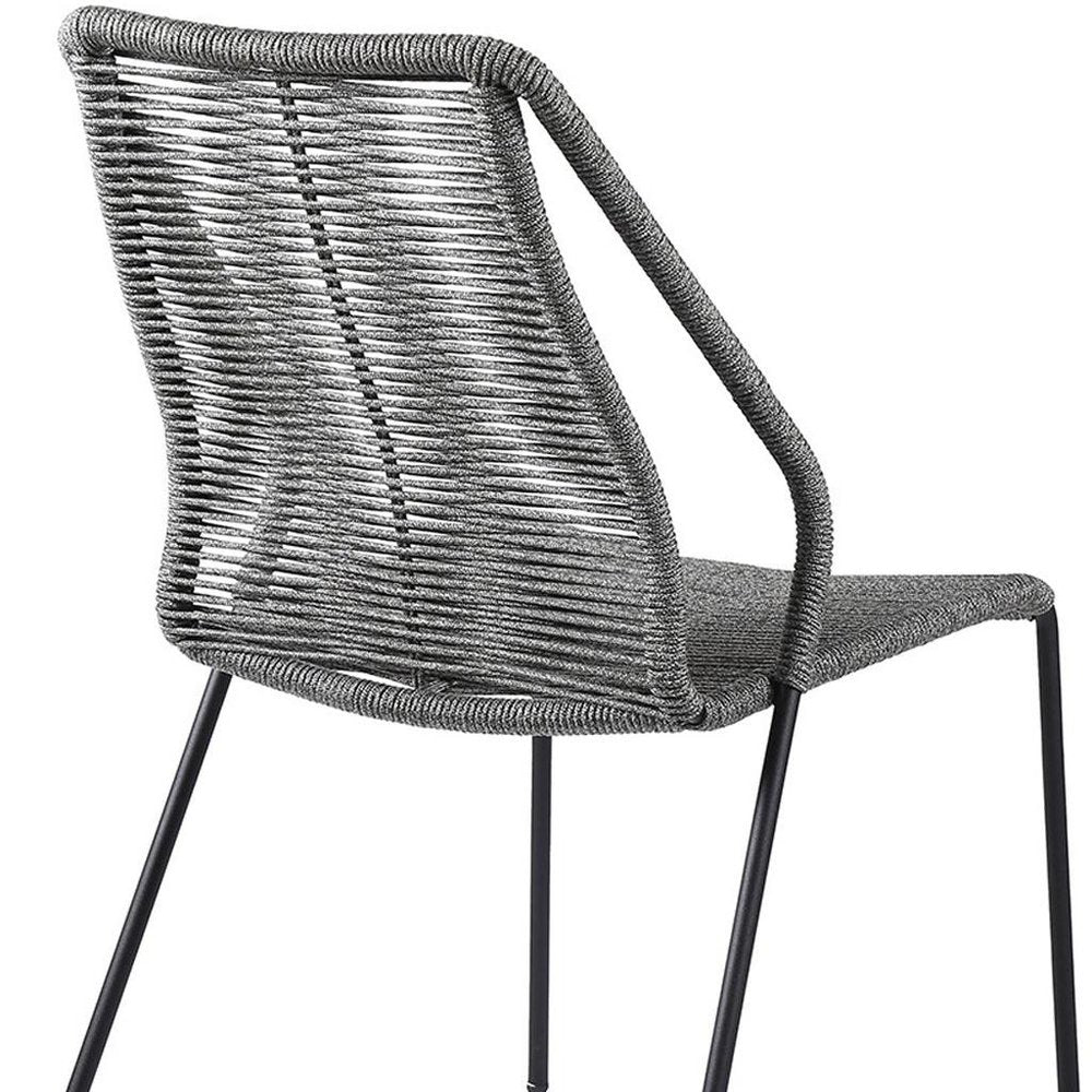 2-Piece 22" Gray Metal Outdoor Patio Dining Chair