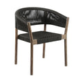 2-Piece 26" Black and Natural Wood Solid Wood Outdoor Patio Dining Chair