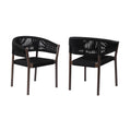 2-Piece 26" Black Solid Wood Outdoor Patio Dining Chair
