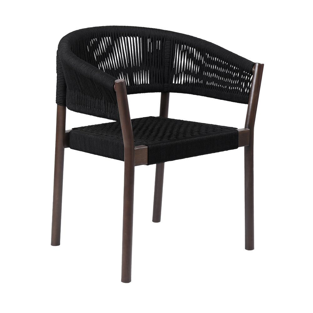 2-Piece 26" Black Solid Wood Outdoor Patio Dining Chair