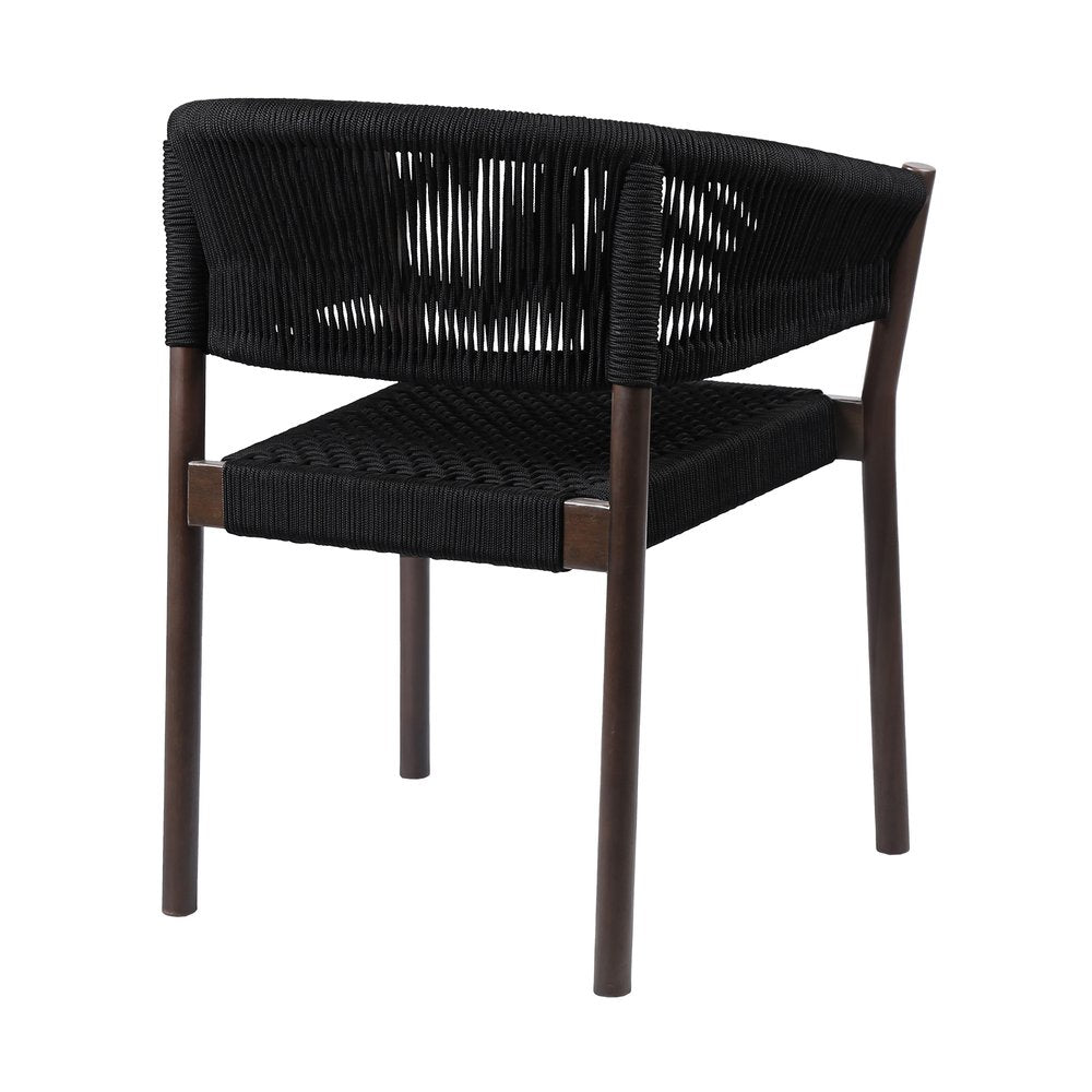 2-Piece 26" Black Solid Wood Outdoor Patio Dining Chair