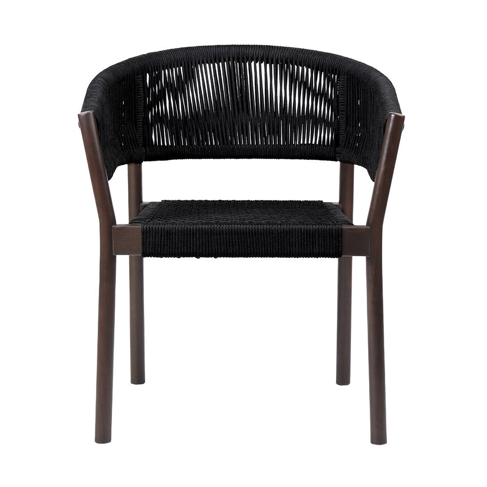 2-Piece 26" Black Solid Wood Outdoor Patio Dining Chair