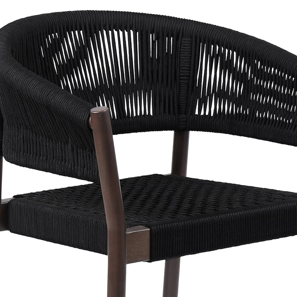 2-Piece 26" Black Solid Wood Outdoor Patio Dining Chair