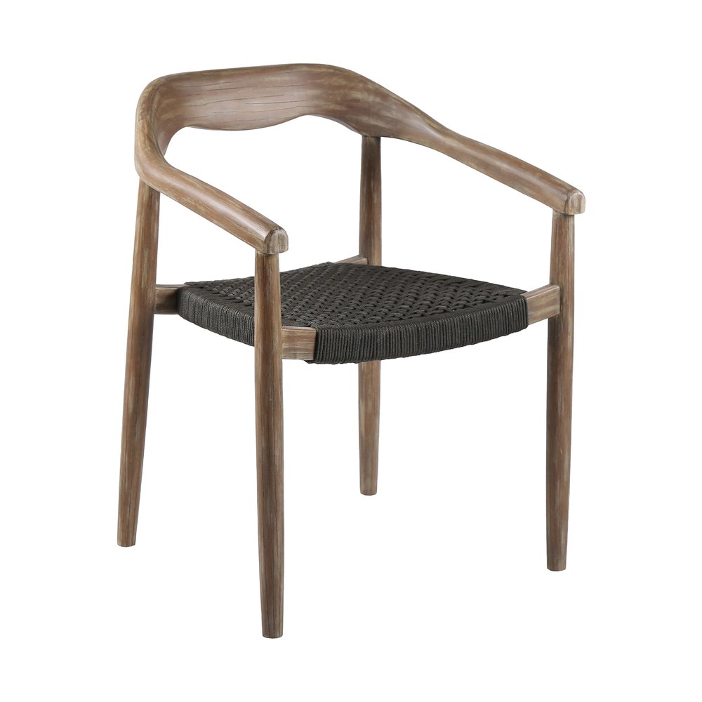 2-Piece 22" Black and Natural Wood Solid Wood Outdoor Patio Dining Chair Set