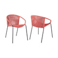 2-Piece 25" Red Metal Outdoor Patio Dining Chair