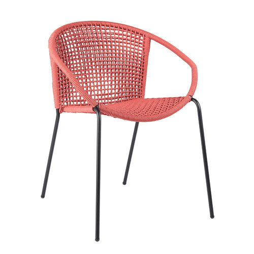 2-Piece 25" Red Metal Outdoor Patio Dining Chair