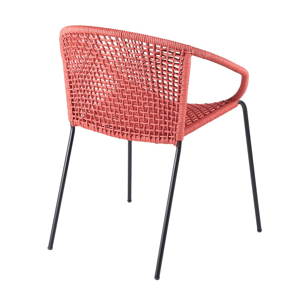 2-Piece 25" Red Metal Outdoor Patio Dining Chair