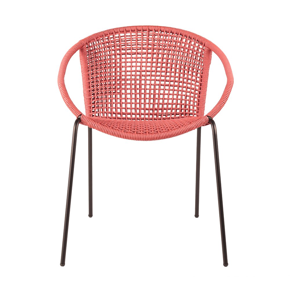 2-Piece 25" Red Metal Outdoor Patio Dining Chair