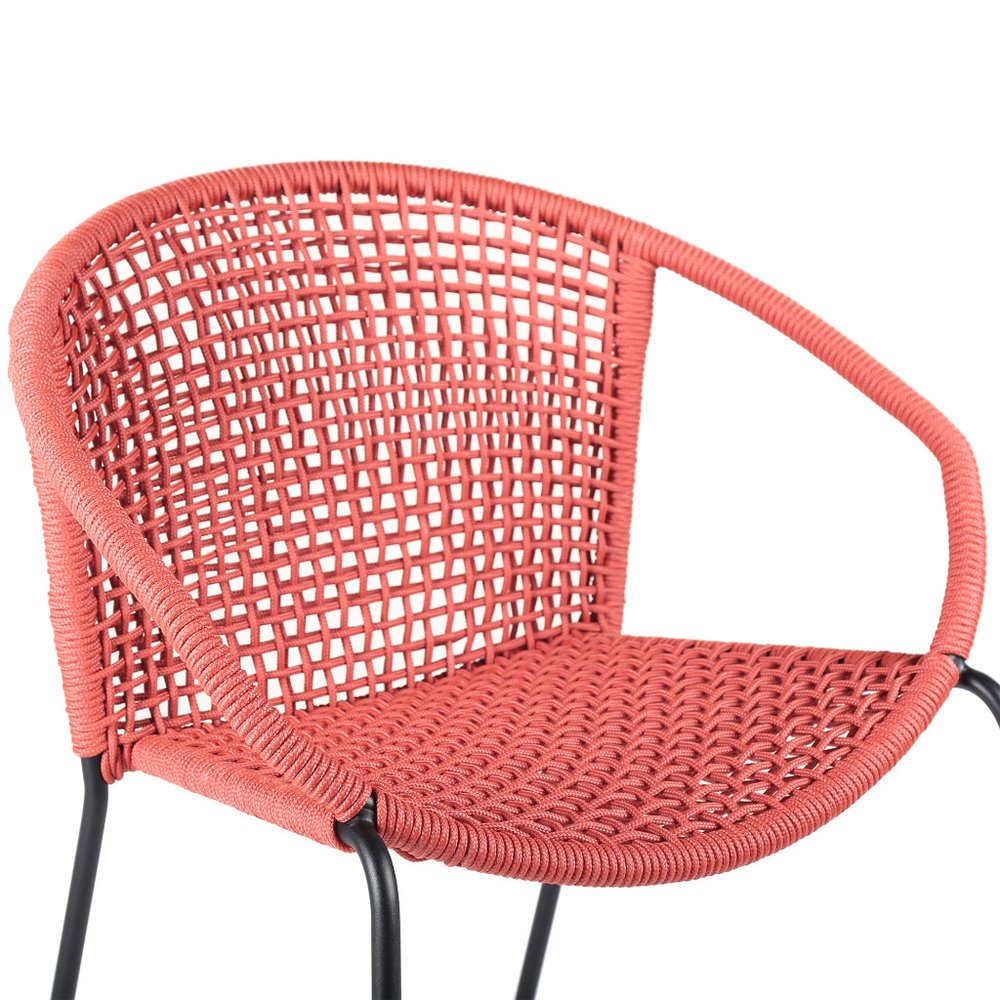 2-Piece 25" Red Metal Outdoor Patio Dining Chair