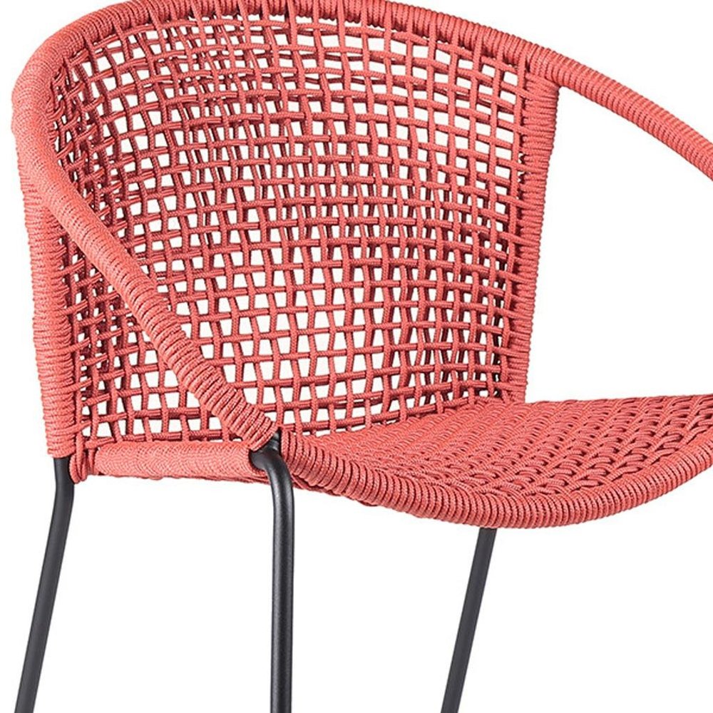 2-Piece 25" Red Metal Outdoor Patio Dining Chair