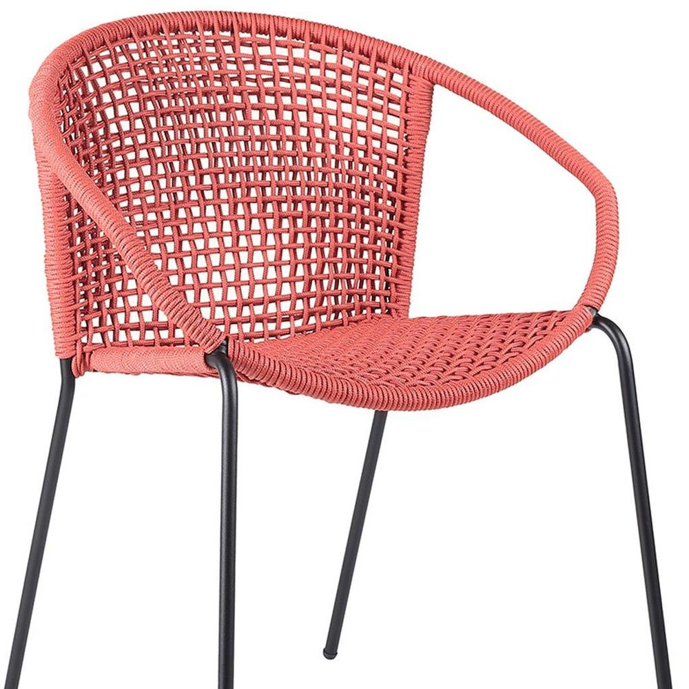 2-Piece 25" Red Metal Outdoor Patio Dining Chair