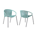 2-Piece 25" Green Metal Outdoor Patio Dining Chair