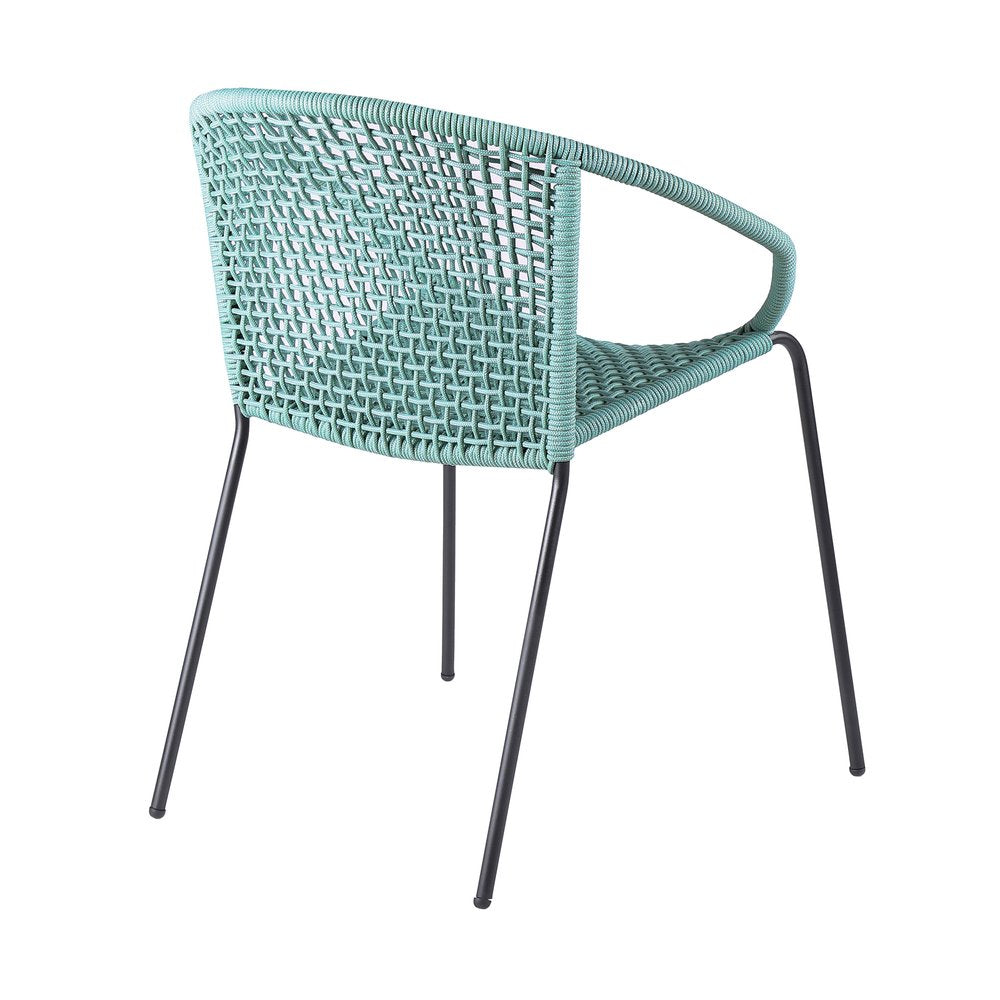 2-Piece 25" Green Metal Outdoor Patio Dining Chair