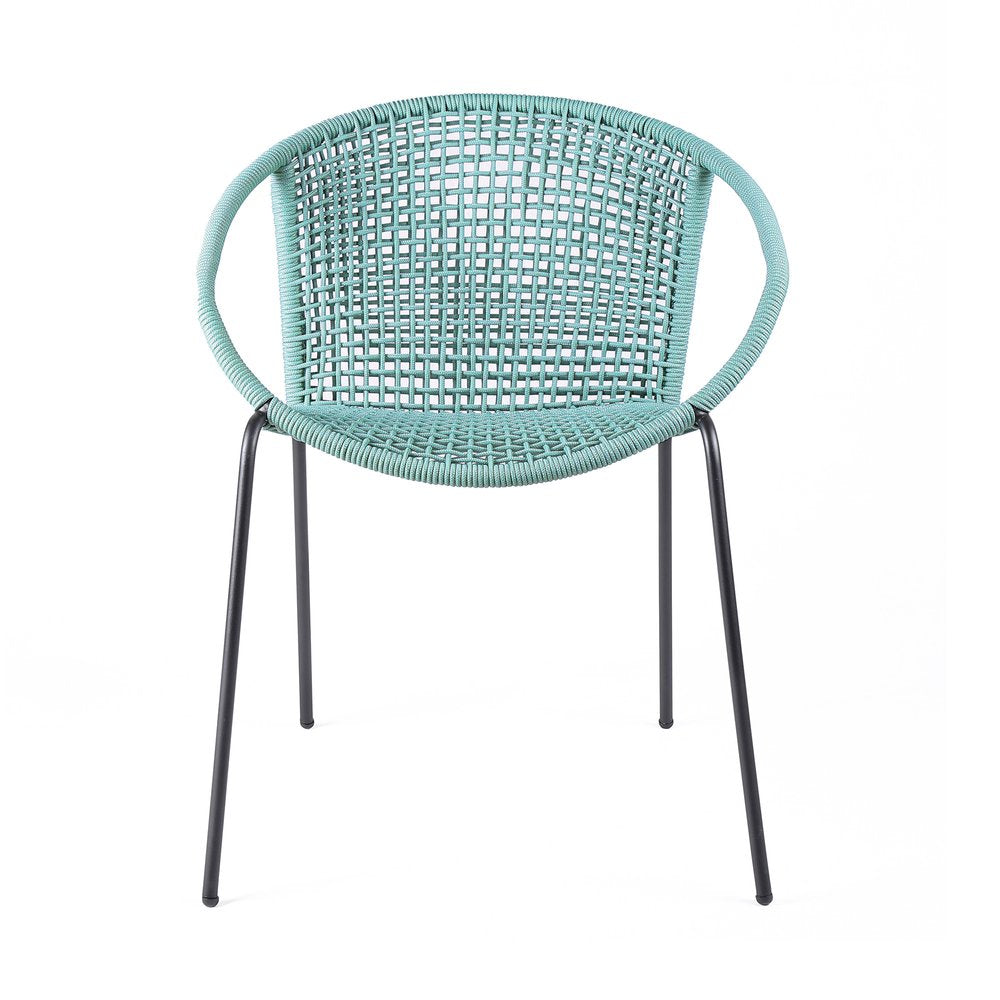 2-Piece 25" Green Metal Outdoor Patio Dining Chair