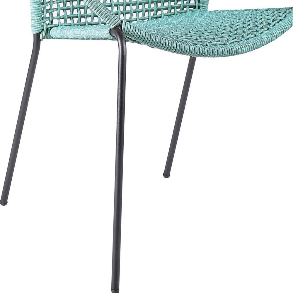 2-Piece 25" Green Metal Outdoor Patio Dining Chair