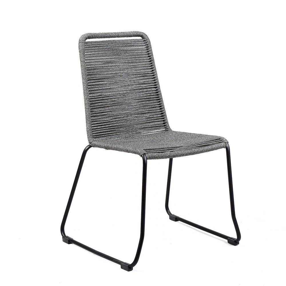 2-Piece 23" Gray Metal Outdoor Patio Dining Chair