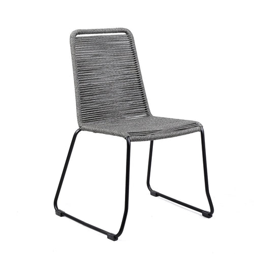 2-Piece 23" Gray Metal Outdoor Patio Dining Chair