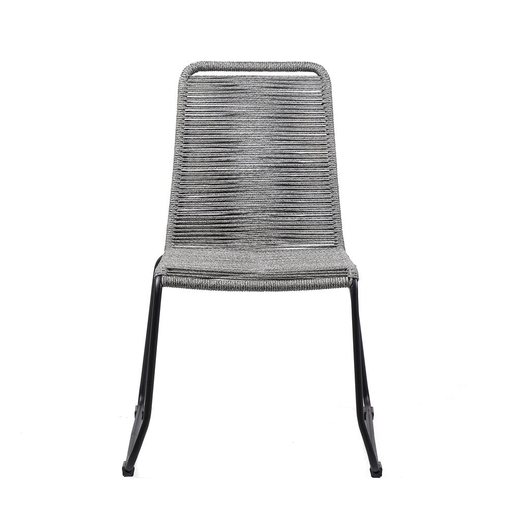 2-Piece 23" Gray Metal Outdoor Patio Dining Chair