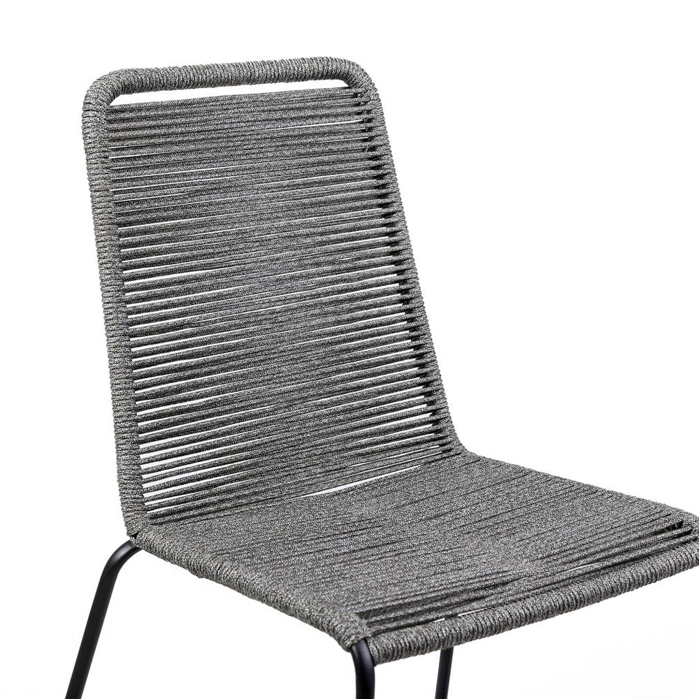 2-Piece 23" Gray Metal Outdoor Patio Dining Chair