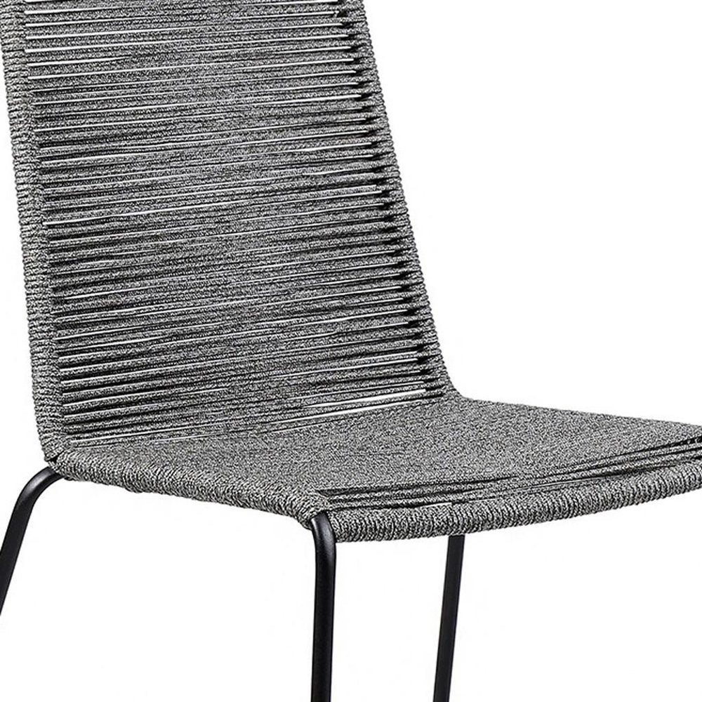 2-Piece 23" Gray Metal Outdoor Patio Dining Chair