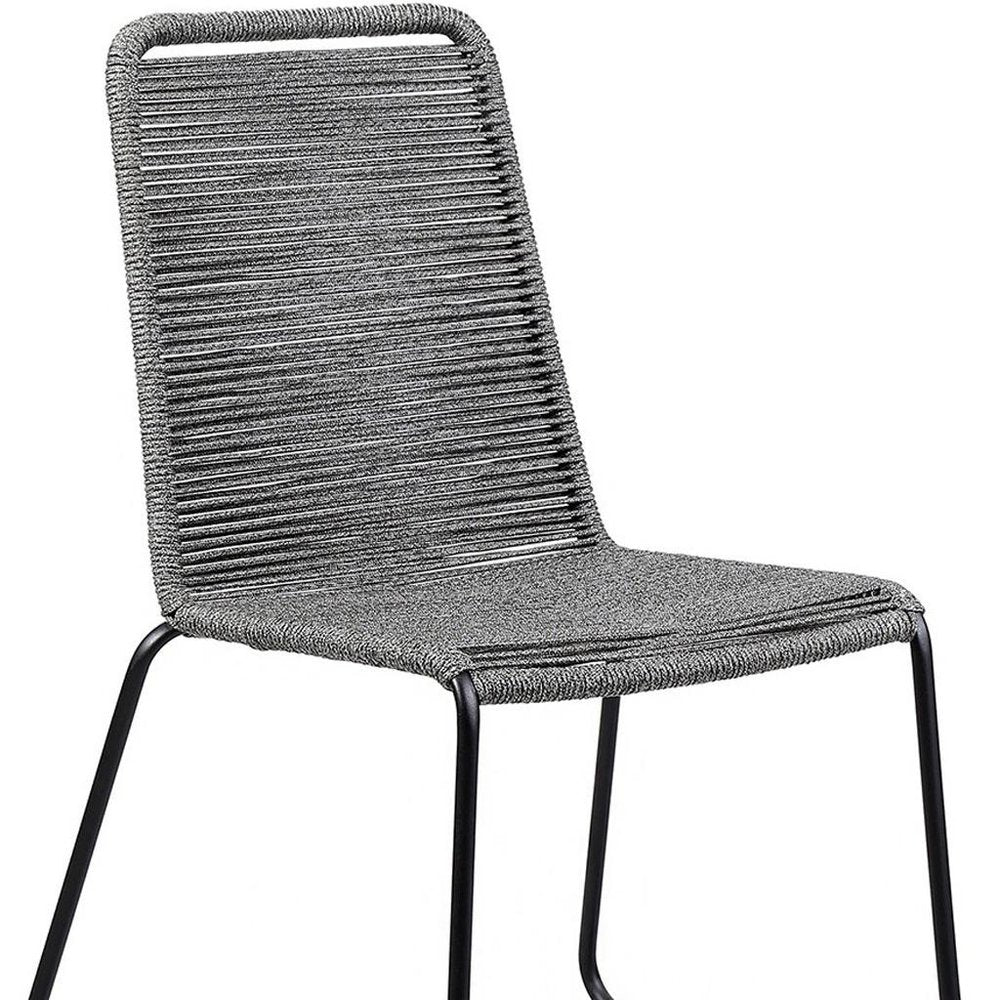 2-Piece 23" Gray Metal Outdoor Patio Dining Chair