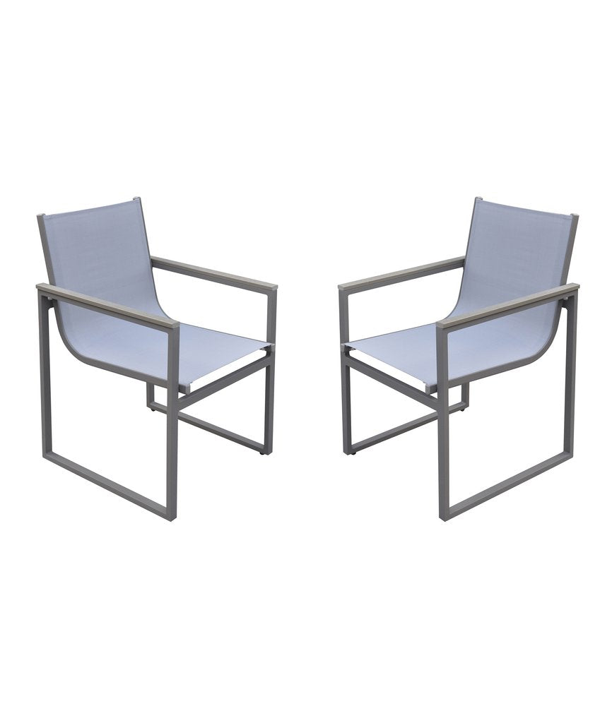 2-Piece 22" Light Gray Metal Outdoor Patio Dining Chair