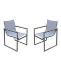 2-Piece 22" Light Gray Metal Outdoor Patio Dining Chair