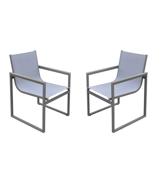 2-Piece 22" Light Gray Metal Outdoor Patio Dining Chair