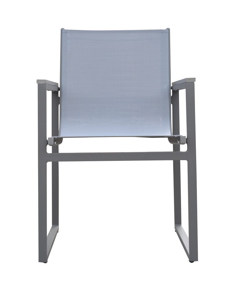 2-Piece 22" Light Gray Metal Outdoor Patio Dining Chair